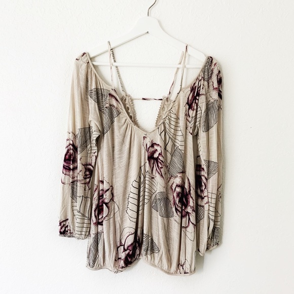 Free People Adelia Rose-Print Cold-Shoulder Blouse - Picture 2 of 7